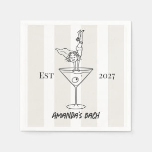Servilleta De Papel Cóctel Chic Doodle Martini Despedida de Soltera