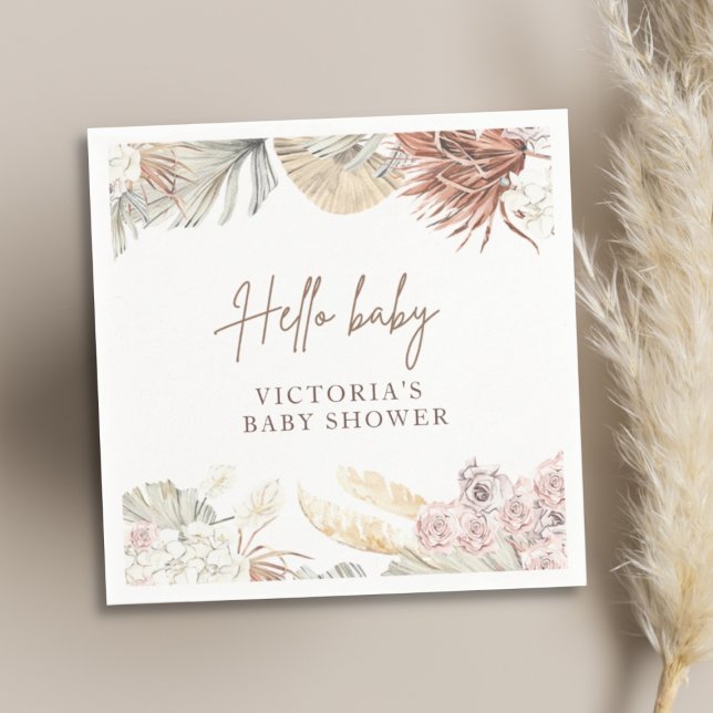 Servilleta De Papel Cóctel de Baby Shower con estilo Pampas Boho (Subido por el creador)