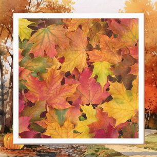 Servilleta De Papel Cóctel de Boda Color Otoño Hojas Caídas