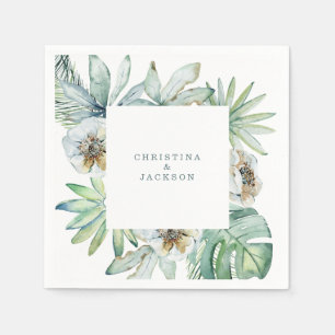 Servilleta De Papel Cóctel de Boda con Follaje Tropical Moderno