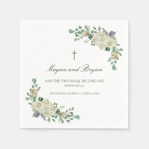 Servilleta De Papel Cóctel de Boda con Verde Cruz de Megan Christian