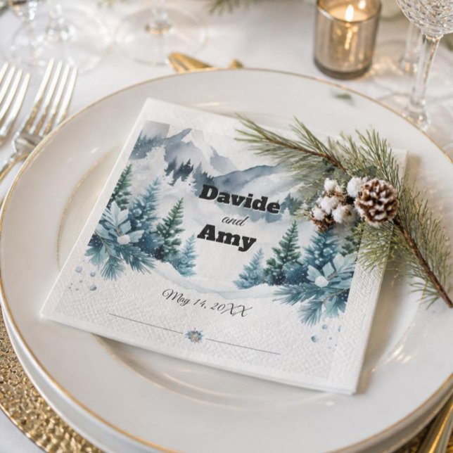 Servilleta De Papel Cóctel de Boda de Invierno Elegante (Subido por el creador)