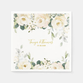 Servilleta De Papel Cóctel de Boda Epiphany White Peony