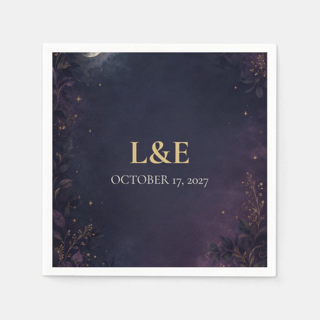Servilleta De Papel Cóctel de Boda Gótico Celestial Personalizado  (Anverso)