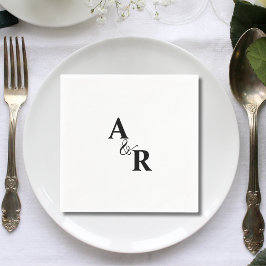 Servilleta De Papel Cóctel de Boda Minimalista con Monograma de Ampers