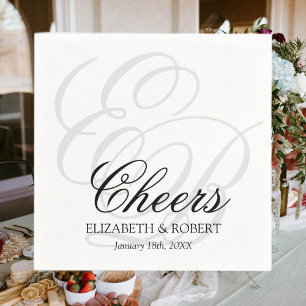 Servilleta De Papel Cóctel de Boda Monograma Simple Saludos