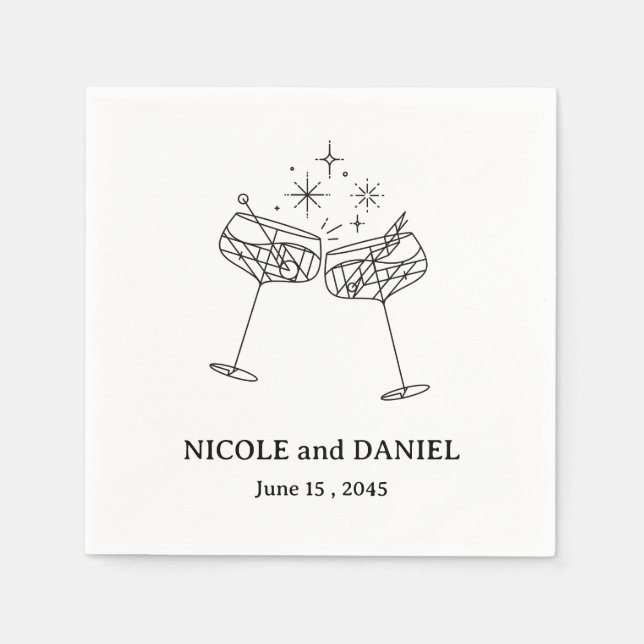 Servilleta De Papel Cóctel de Boda Personalizado (Anverso)