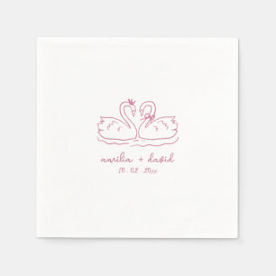 Servilleta De Papel Cóctel de boda personalizado de cisne