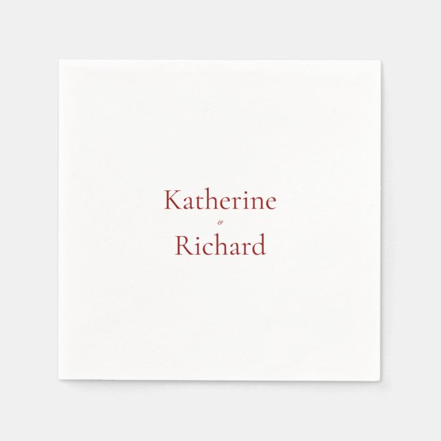 Servilleta De Papel Cóctel de boda rojo y blanco (Anverso)
