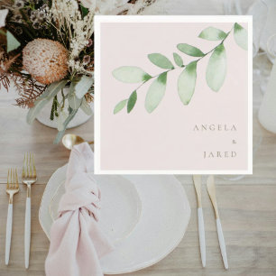 Servilleta De Papel Cóctel de Boda Rubor Foliage Simplicidad