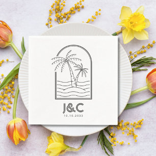 Servilleta De Papel Cóctel de bodas de Palm Tree Personalizado Beach
