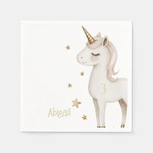 Servilleta De Papel Cóctel de cumpleaños del unicornio mágico amarillo