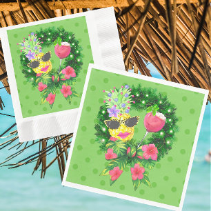 Servilleta De Papel Cóctel de Dama de Piña Tropical de Navidad
