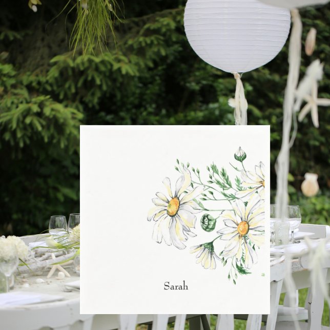 Servilleta De Papel Cóctel de ducha personalizado de White Daisies (Subido por el creador)