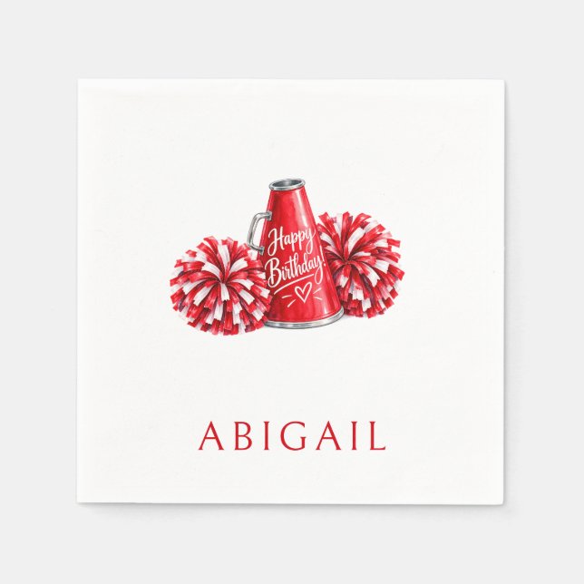 Servilleta De Papel Cóctel de Feliz Cumpleaños de Aplausos Rojo (Anverso)