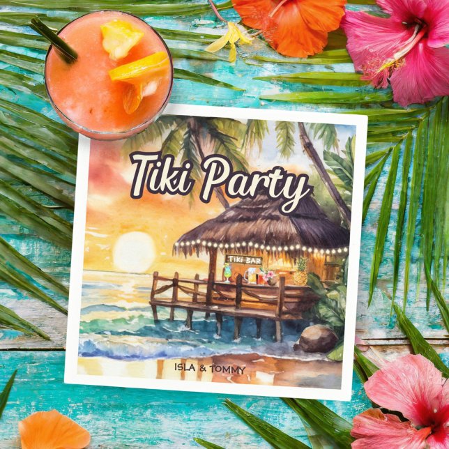 Servilleta De Papel Cóctel de fiesta tiki en la playa tropical (Subido por el creador)