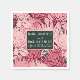 Servilleta De Papel Cóctel de flores abstractas de color rosa profundo