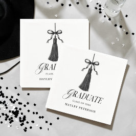 Servilleta De Papel Cóctel de graduación de lazo negro de graduado