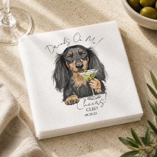 Servilleta De Papel Cóctel de Martini de Dachshund Dibujado a Mano en