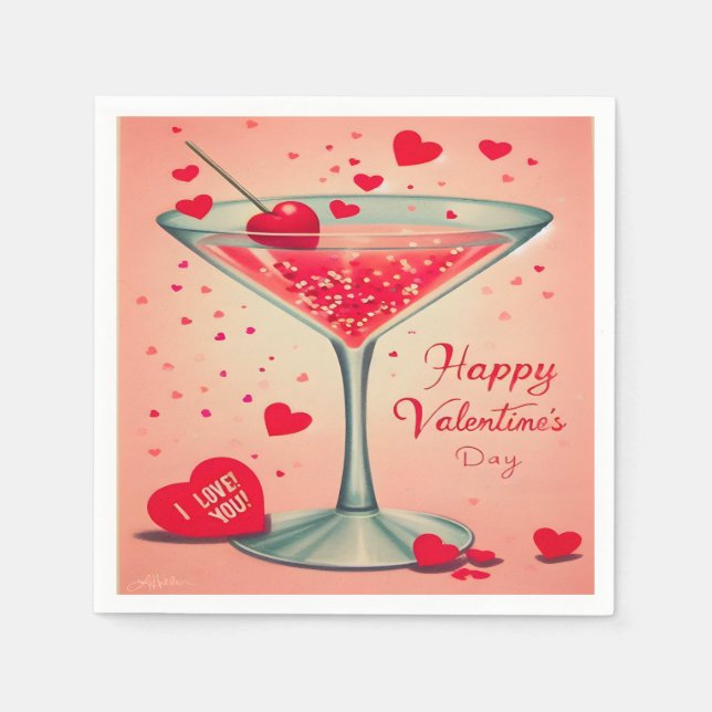 Servilleta De Papel Cóctel de Mid Century Valentine Martini (Anverso)