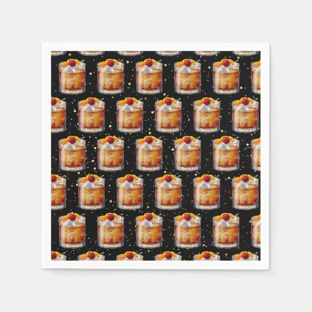 Servilleta De Papel Cóctel de moda antiguo (Anverso)