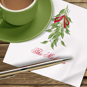 Servilleta De Papel Cóctel de Navidad con vegetación elegante de muérd