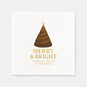 Servilleta De Papel Cóctel de Navidad Merry & Bright con brillo dorado