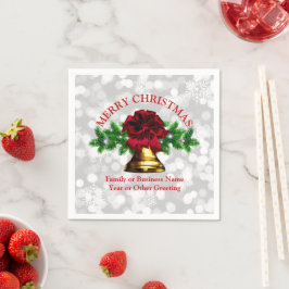 Servilleta De Papel Cóctel de Navidades de Bow Rojo de la Campana de O