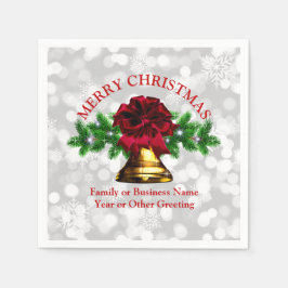 Servilleta De Papel Cóctel de Navidades de Bow Rojo de la Campana de O