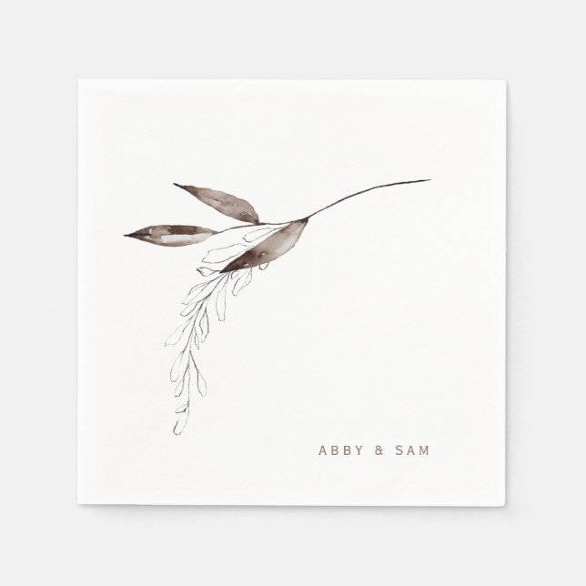 Servilleta De Papel Cóctel de nombres de Boda de caída simple (Anverso)