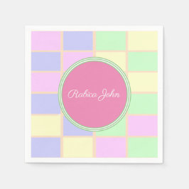 Servilleta De Papel Cóctel de rejilla pastel suave personalizado