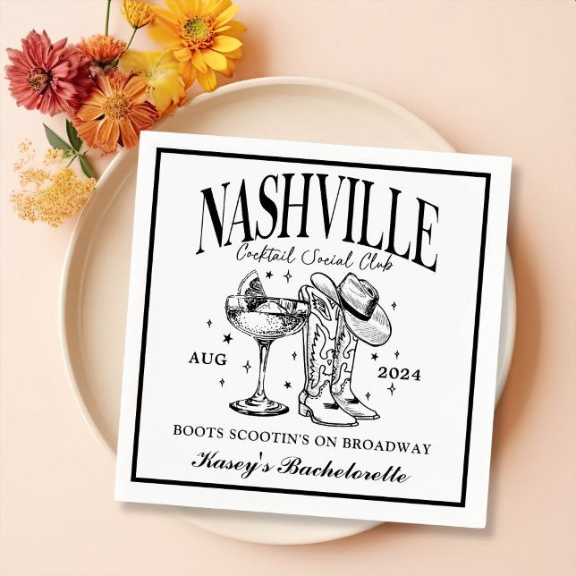 Servilleta De Papel Cóctel de Rodeo de Nashville Bachelorette (Subido por el creador)