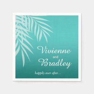 Servilleta De Papel Cóctel de Silhouette Beach Palm Tree   Turquesa