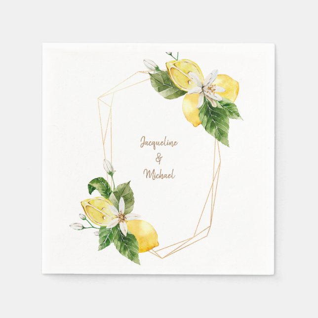 Servilleta De Papel Cóctel de texto de lemones mediterráneos (Anverso)