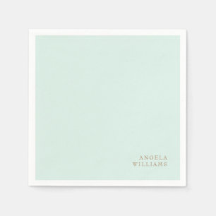 Servilleta De Papel Cóctel de Texto Dorado Personalizado Mint