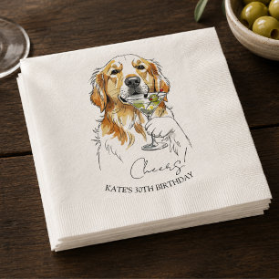 Servilleta De Papel Cóctel Dirty Martini de Golden Retriever Dibujado