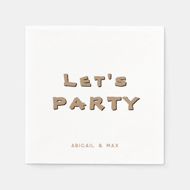 Servilleta De Papel Cóctel dorado personalizado para fiesta (Anverso)