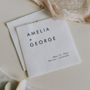 Servilleta De Papel Cóctel Elegante De Recepción De Boda Sencilla