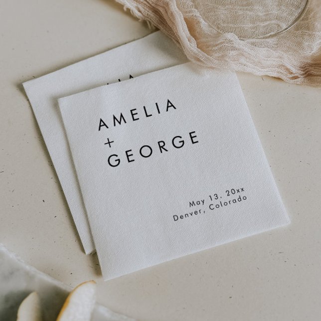 Servilleta De Papel Cóctel Elegante De Recepción De Boda Sencilla (Subido por el creador)