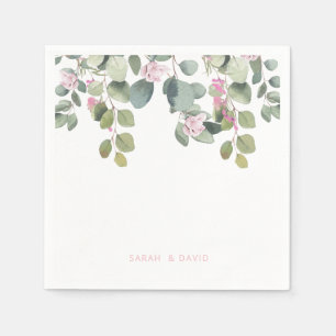 Servilleta De Papel Cóctel Eucalyptus y Boda Rosa Rosa Rosa