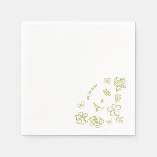 Servilleta De Papel Cóctel Floral de Boda Personalizado a Mano
