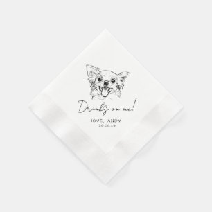 Servilleta De Papel Cóctel Hand Drawn chihuahua Drinks on me