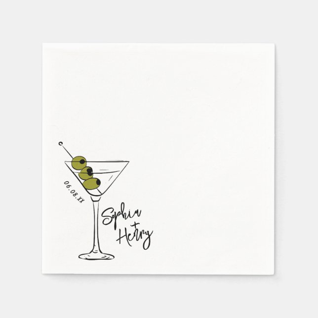 Servilleta De Papel Cóctel Hand Drawn Dirty Martini (Anverso)