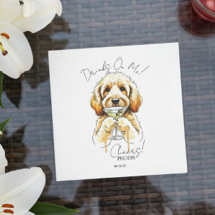Servilleta De Papel Cóctel Hand Drawn Golden Doodle Martini Open Bar