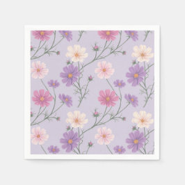 Servilleta De Papel Cóctel Lavender Cosmos Flowers