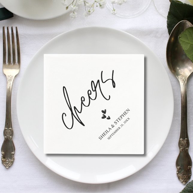 Servilleta De Papel Cóctel Minimalist Wedding Cheers (Minimalist wedding cheers cocktail napkins add a chic touch to your celebration drinks.)
