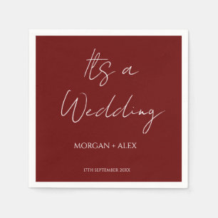 Servilleta De Papel Cóctel minimalista Boda Maroon