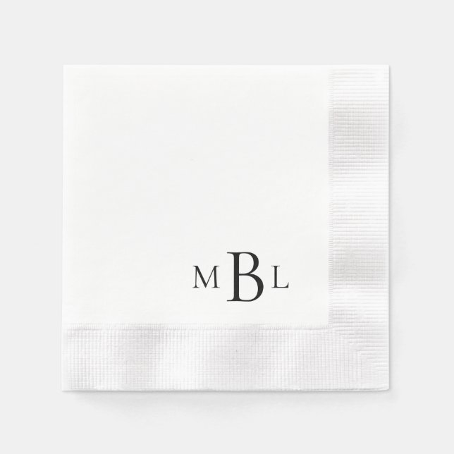 Servilleta De Papel Cóctel monograma negro simple (Anverso)