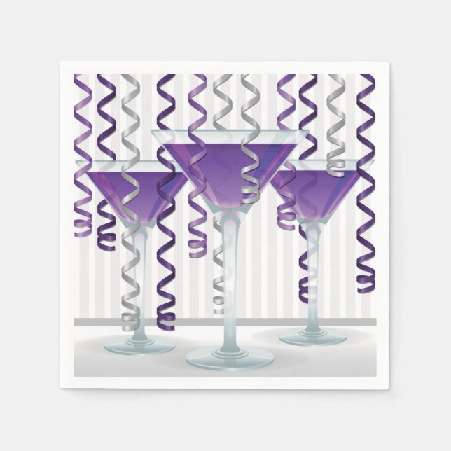 Servilleta De Papel Cóctel morado y cinta (Anverso)