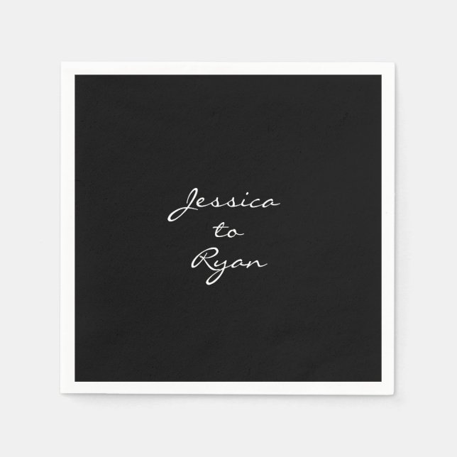 Servilleta De Papel Cóctel "Nombre a Nombre" del Boda negro (Anverso)
